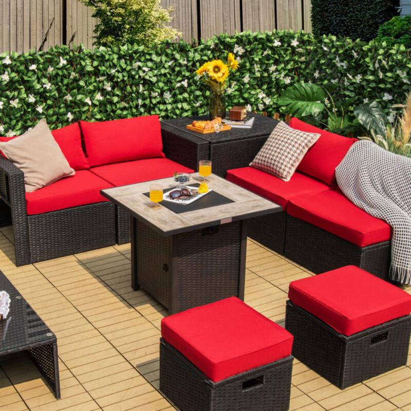 Hivvago 30 Inch Square Propane Gas Fire Pit Table Ceramic Tabletop