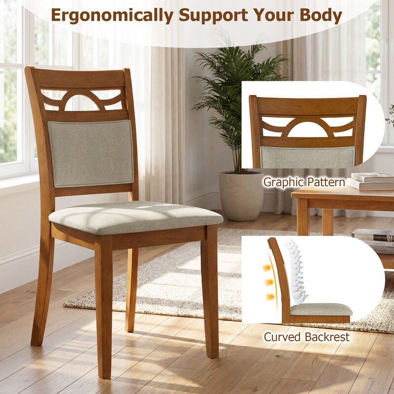 Set of 2 Dining Room Chairs with Solid Rubber Wood Frame-Brown image number 5