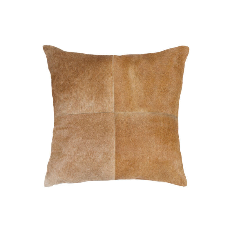 HomeRoots Set of Two 18" Tan Cowhide Throw Pillows image number 3