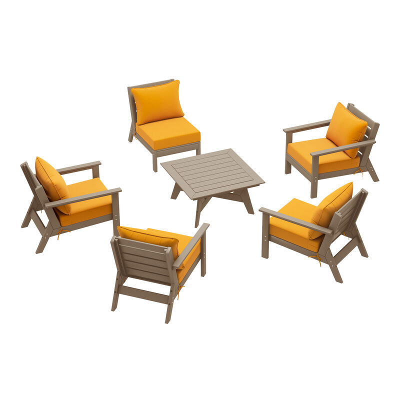 WestinTrends Outdoor 6-Piece Modular Sectional Patio Furniture Sofa Set