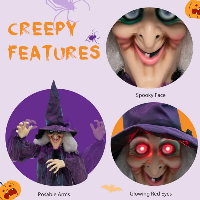 6ft Halloween Decoration Spooky Sound-Activated Hanging Witch with Voice and Motion Sensor image number 5