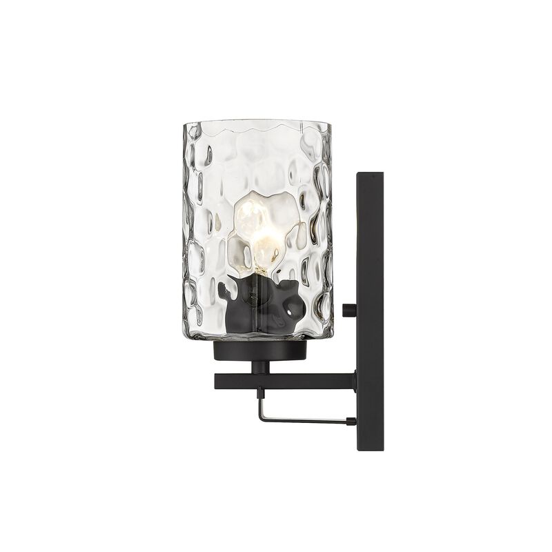 Hivvago Black Metal and Pebbled Glass Wall Sconce