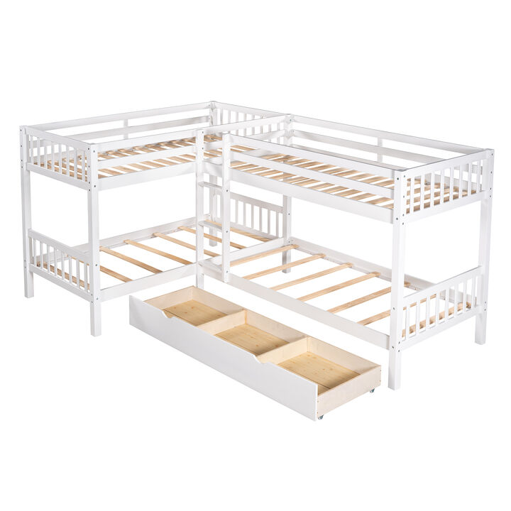 Merax Twin L-Shaped Bunk bed with Drawers