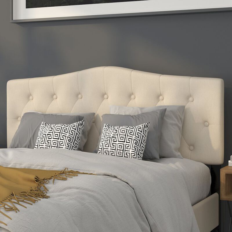 Flash Furniture Tufted Upholstered Queen Size Headboard in Beige Fabric image number 7