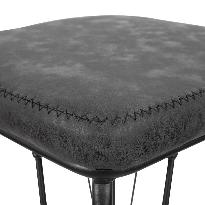 LeisureMod Millard Leather Bar Stool with Metal Frame &ndash; Stylish and Durable Seating for Kitchen or Bar image number 3