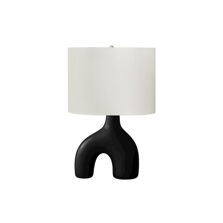 25"H, Table Lamp, Black Ceramic, Ivory / Cream Shade, Contemporary, Modern