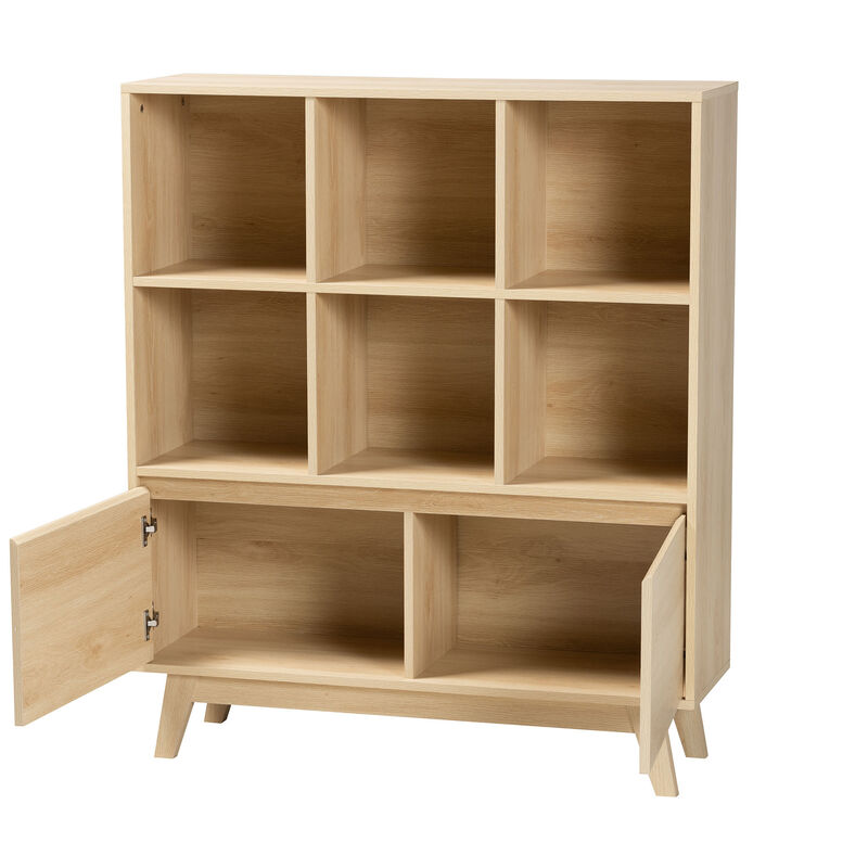 Baxton Studio Danina Japandi Oak Brown Finished Wood Bookshelf image number 2