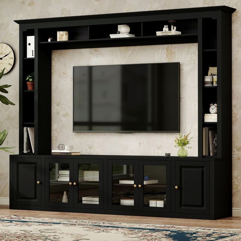 Clihome 4-Piece Modern Large Entertainment Center Wall Unit with Bookshelves for Living Room image number 1