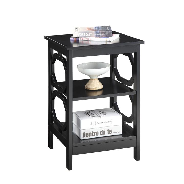 Convenience Concepts Omega End Table with Shelves, Black
