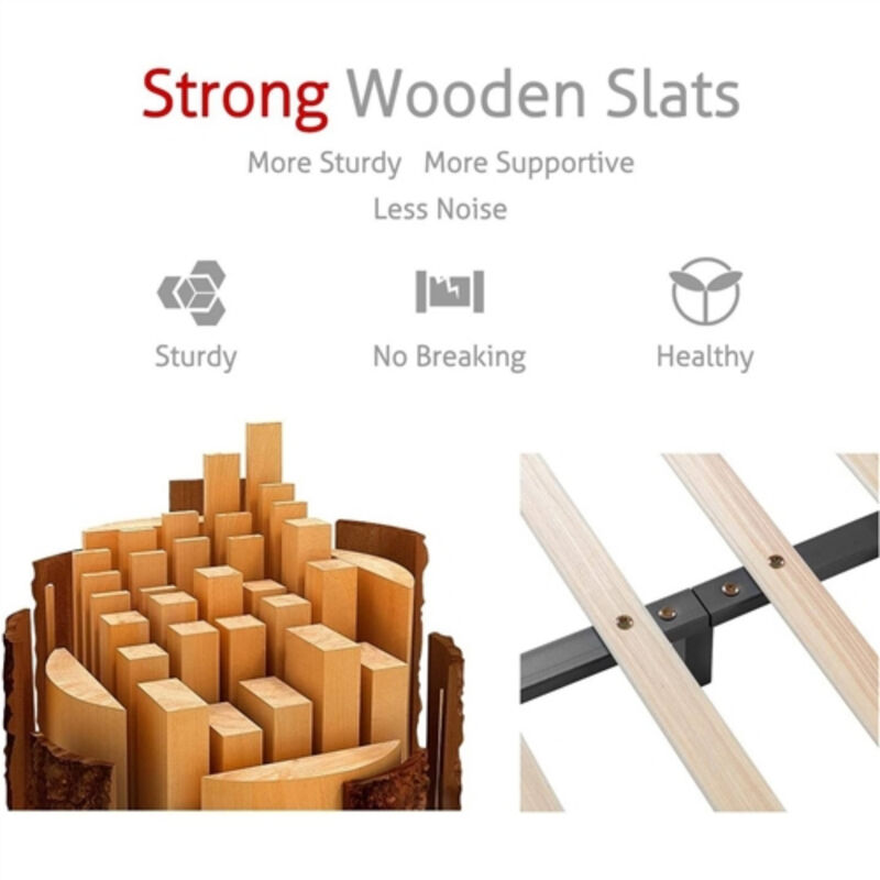 Faux Leather Platform Bed Frame with Headboard for Modern Bedroom Style