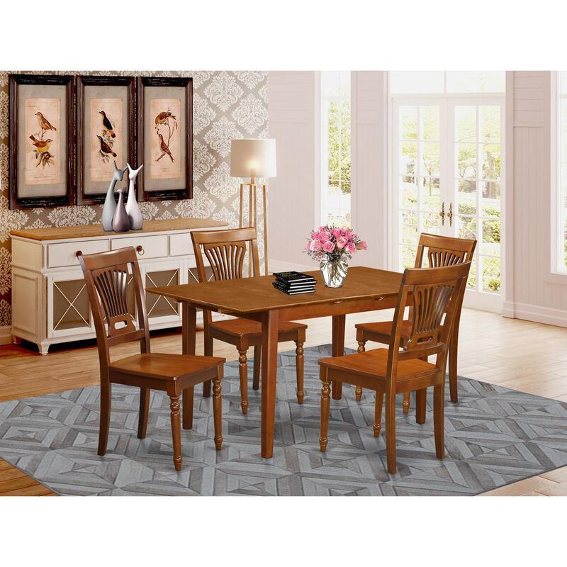5 PC Kitchen dinette set Table with Leaf and 4 Kitchen Dining Chairs