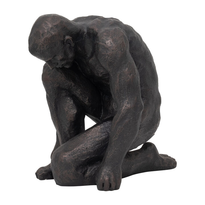 Resin 16"H Kneeling Man, Black
