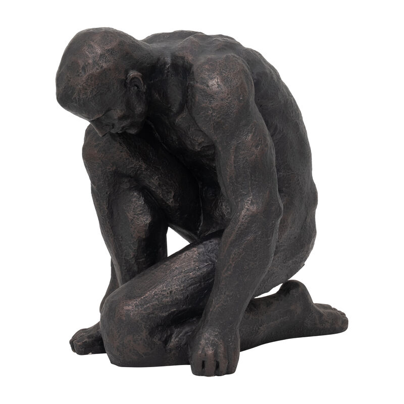 Resin 16"H Kneeling Man, Black image number 1