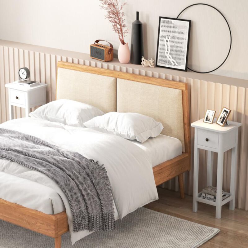 Hivvago 2 Tier Slim Nightstand Bedside Table with Drawer Shelf