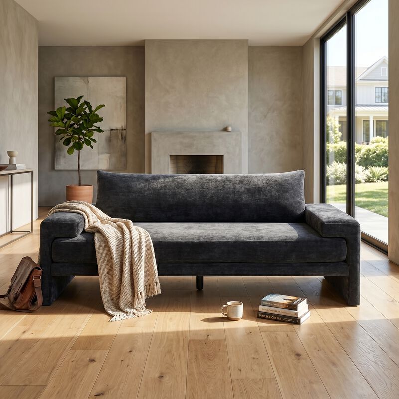 Merax Oversized Deep Seat Chenille 3-Seater Sofa with Wide Padded Armrests image number 2