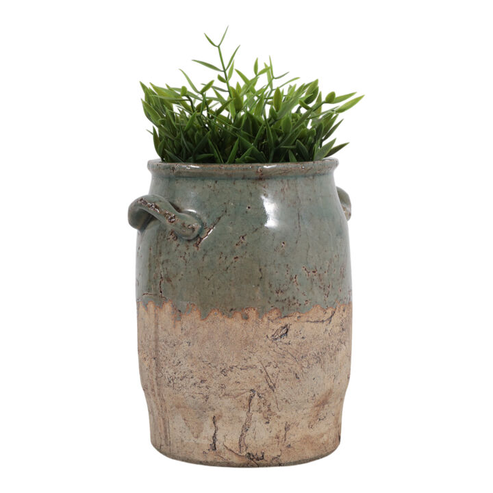 8x7" Traditional Vase, Green/brown