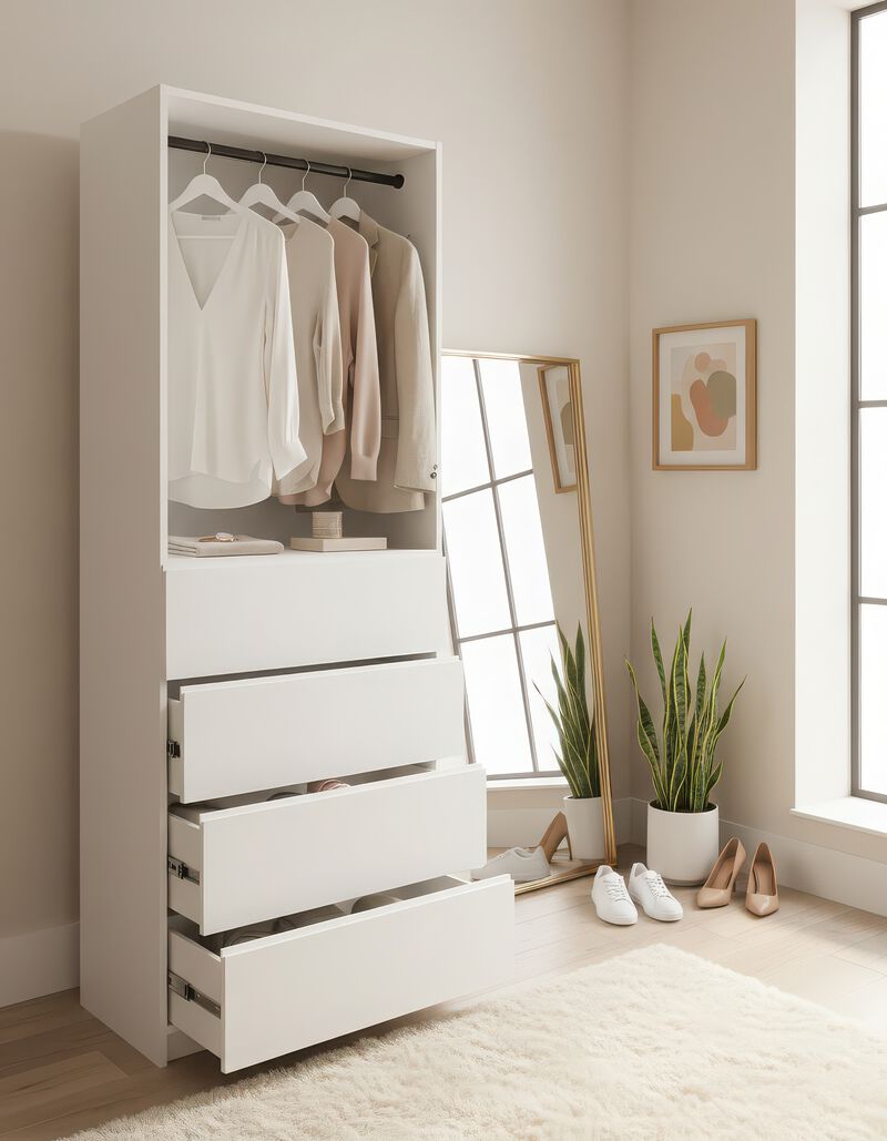 Prosper 32" White Wood Walk-in Closet with Two Rods