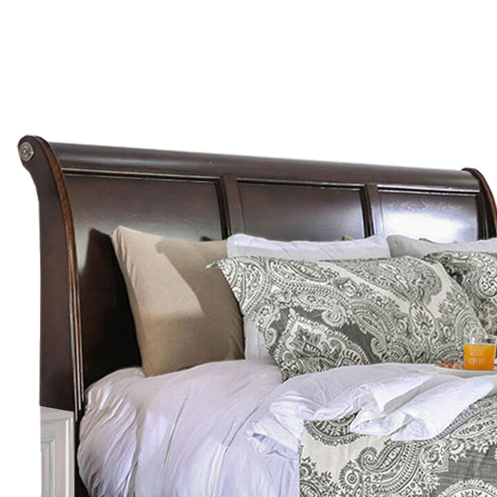 Eastern King Size Bed with 6 Drawers, Brown - Benzara