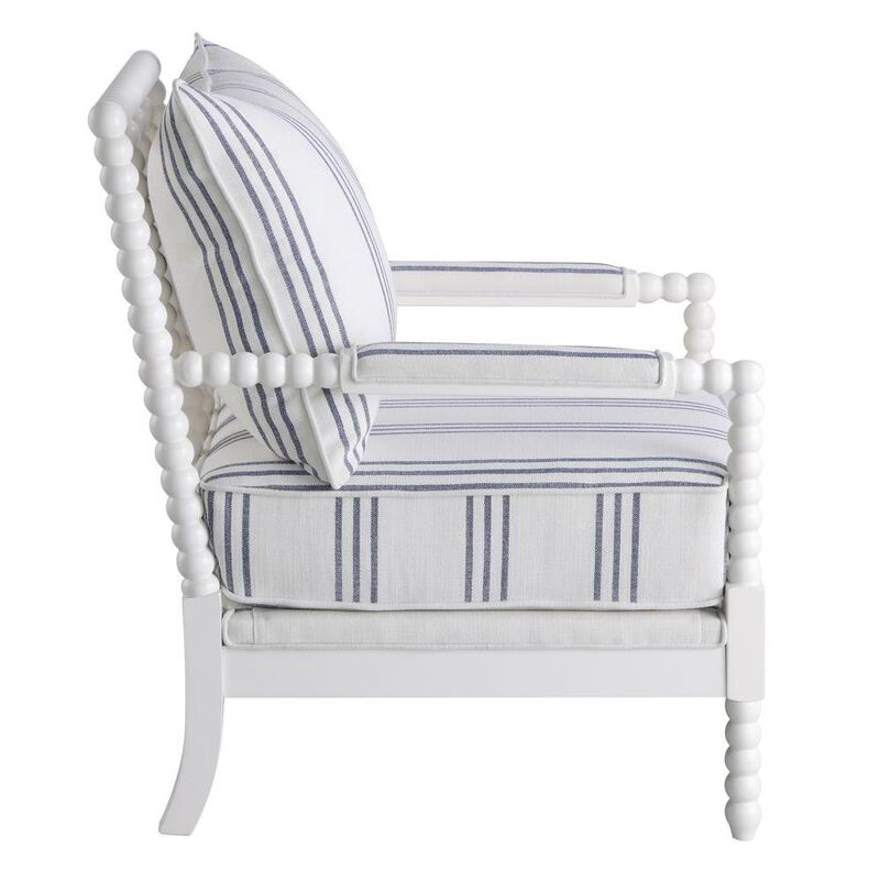 Coaster Co. of America Blanchett Upholstered Accent Chair with Spindle Accent White and Navy