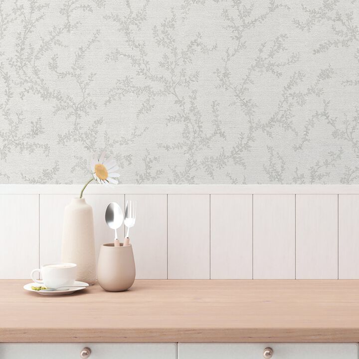 Hygge Home Trailing Vines Motif Grey Wallpaper GG82121