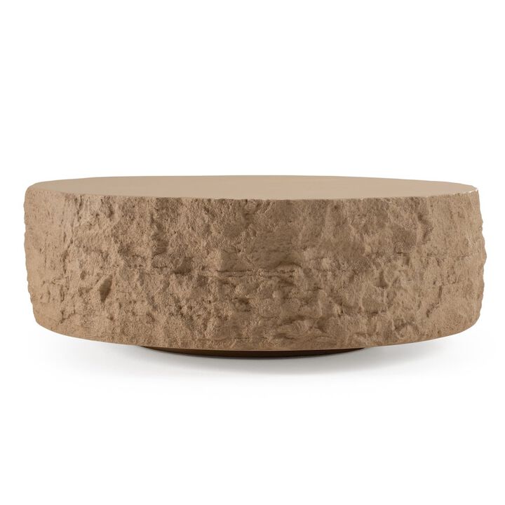 Modrest Quarry - Modern Beige Round Coffee Table