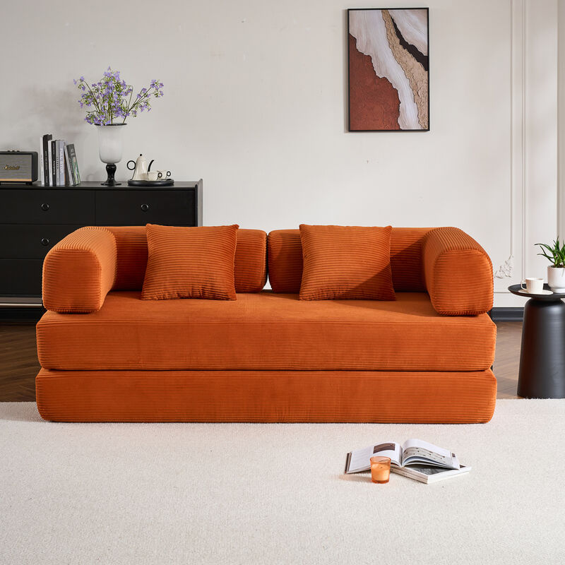 GOODSILO Convertible Sleeper Sofa Bed with Cylindrical Pillow, Folding Mattress Couch with Fixed-Shape Frame, Floor Sofa Lounge Couch image number 9