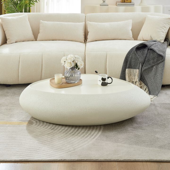 47.24''Fiberglass Oval Coffee Table for Living Room Elliptical Table,Faux Matte Rocks Table front of the Sofa, Irregular Center Table