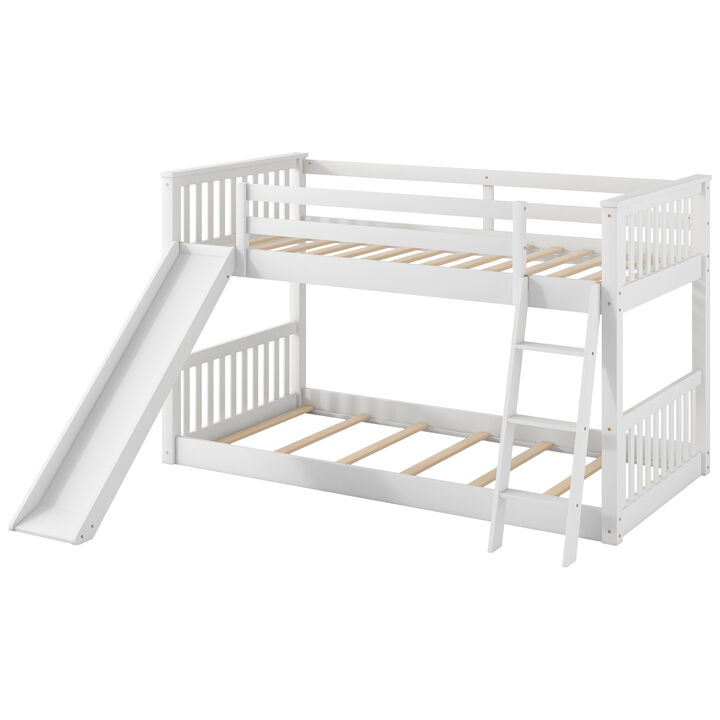 Merax Twin over Twin Bunk Bed with Convertible Slide and Ladder