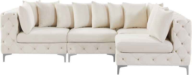 Meridian Furniture Tremblay Cream Velvet Modular Sectional image number 5