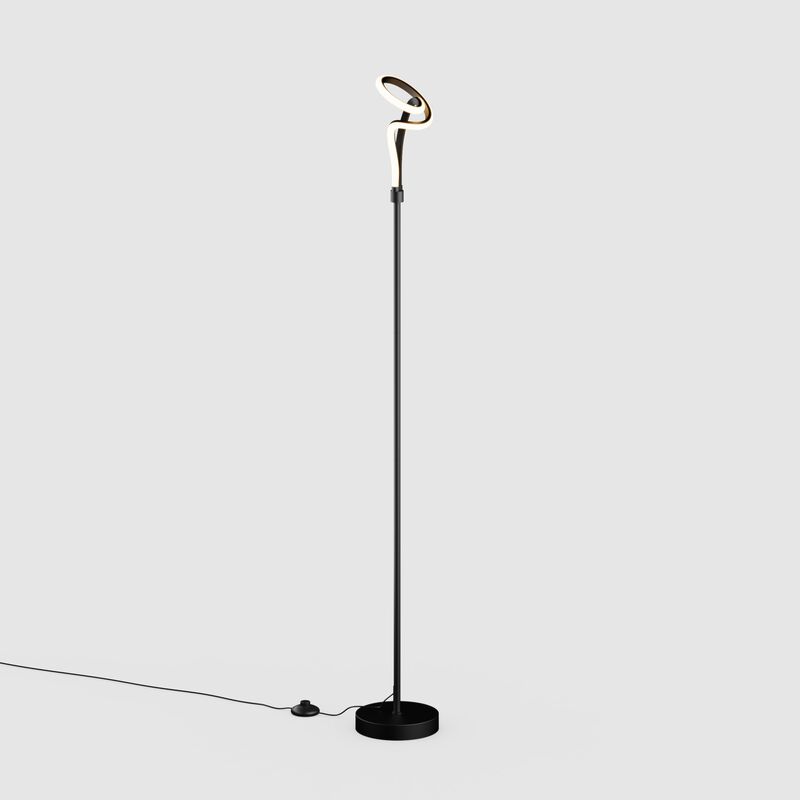 Modern Elegance 12W LED Floor Lamp 59 in 3000K Soft White - Loop Design in Matte Black and Rose Gold