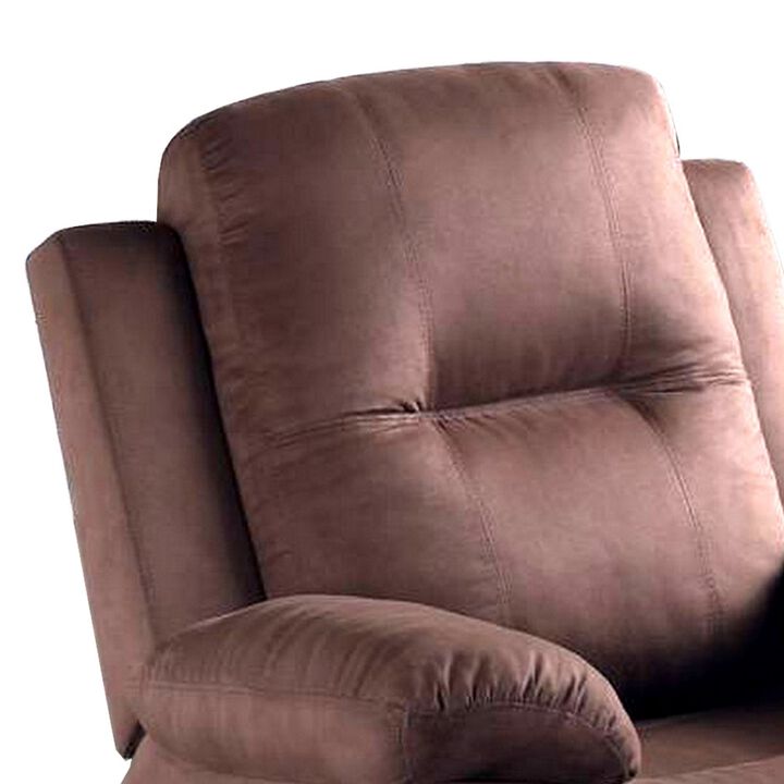 Fabric Upholstered Recliner with Tufted Back, Brown-Benzara