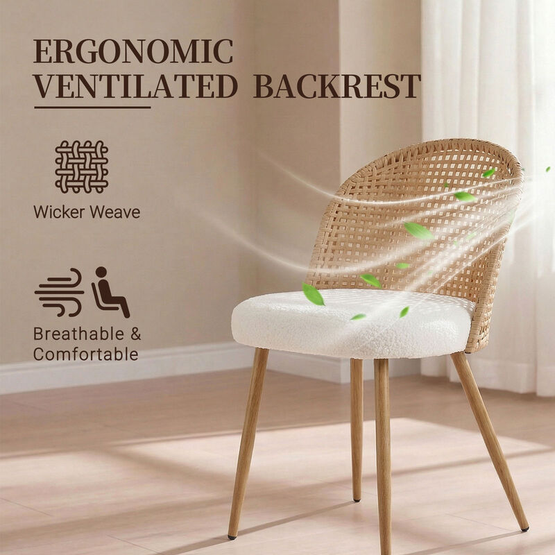Modern Farmhouse Wicker Soft Dining Chairs Set of 4 image number 4
