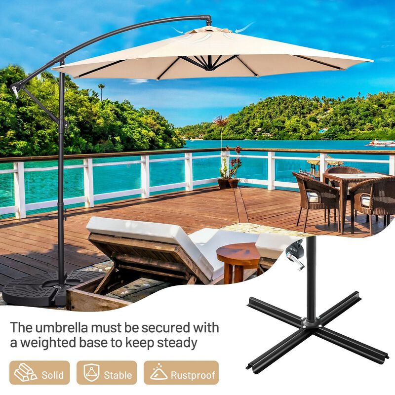 Mondawe 10 Feet Offset Umbrella with 8 Ribs Cantilever and Cross Base