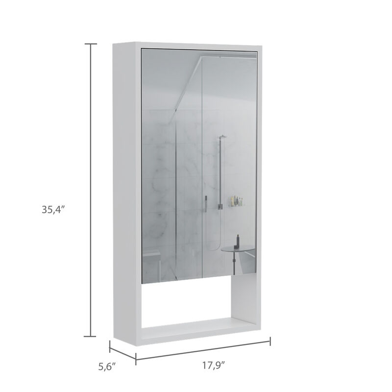 Mariana Medicine Cabinet, One External Shelf, Single Door Mirror Two Internal Shelves -White