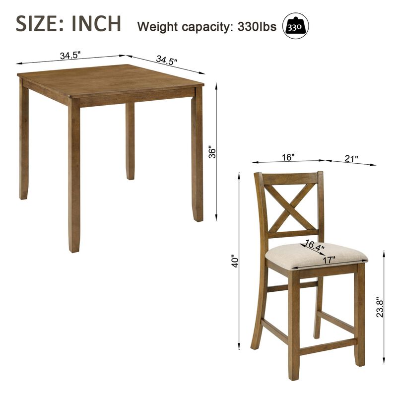 Wipnaf 5‑Piece Square Counter‑Height Dining Table Set image number 9