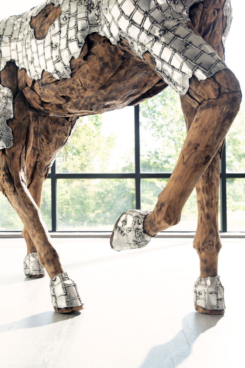 Mustang Galloping Horse Armored Sculpture