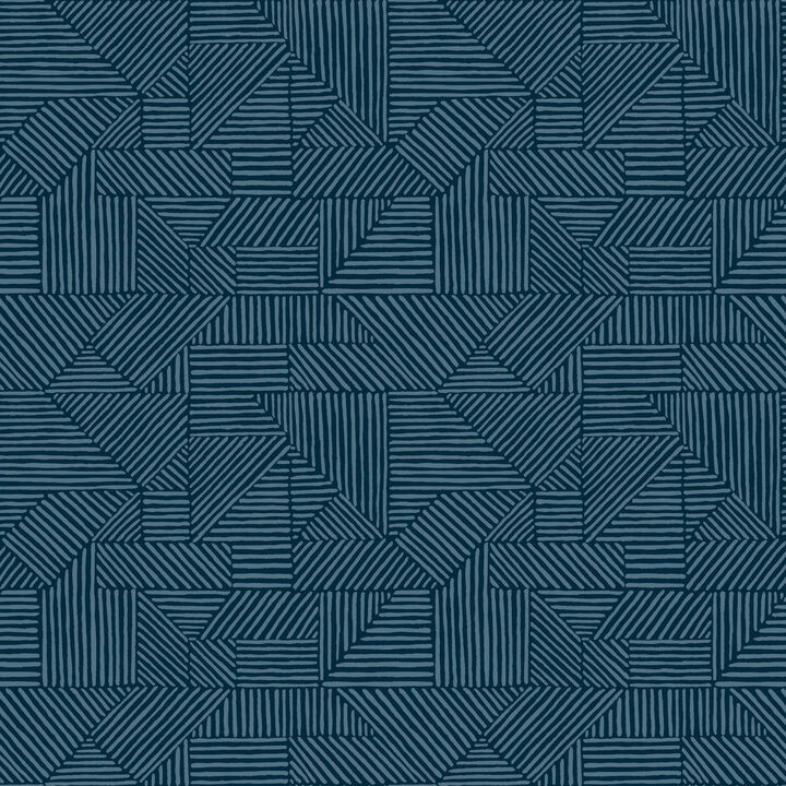 Crescendo Dark Blue Block Geometric Wallpaper (Set of 2)