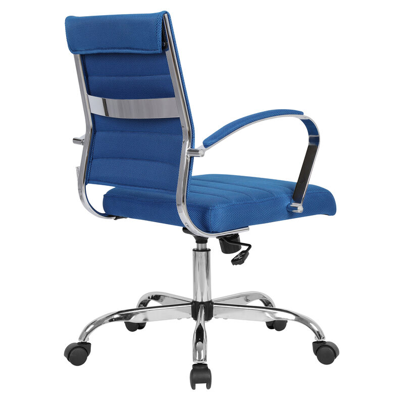 LeisureMod Office Upholstered Mesh Mid-Back Computer Ergonomic Adjustable Modern Task Chair with Swivel and Tilt Benmar Series