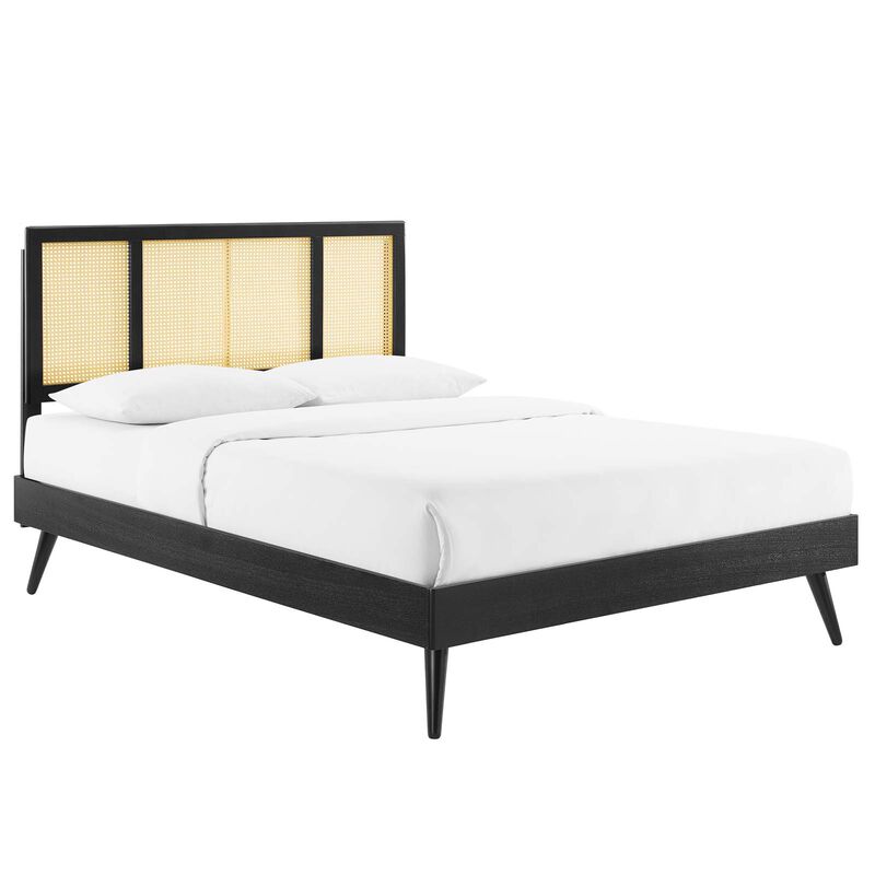 Modway - Kelsea Cane and Wood King Platform Bed with Splayed Legs image number 1