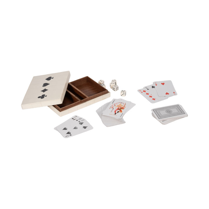 7" Cards & Dice Box, White/black