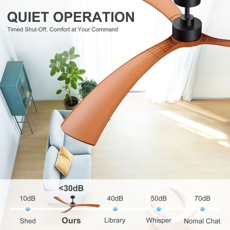 Breezary 72" Ceiling Fan No Light, 3 ABS Blades, DC Motor, 6 Speeds, Remote Control, Reversible image number 3