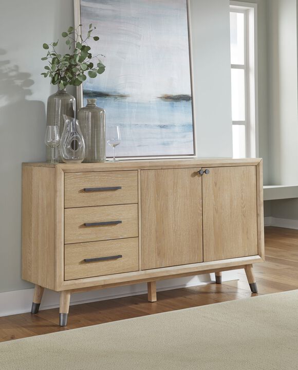 Franklin Three Drawer Two Door White Oak Sideboard in Au Natural