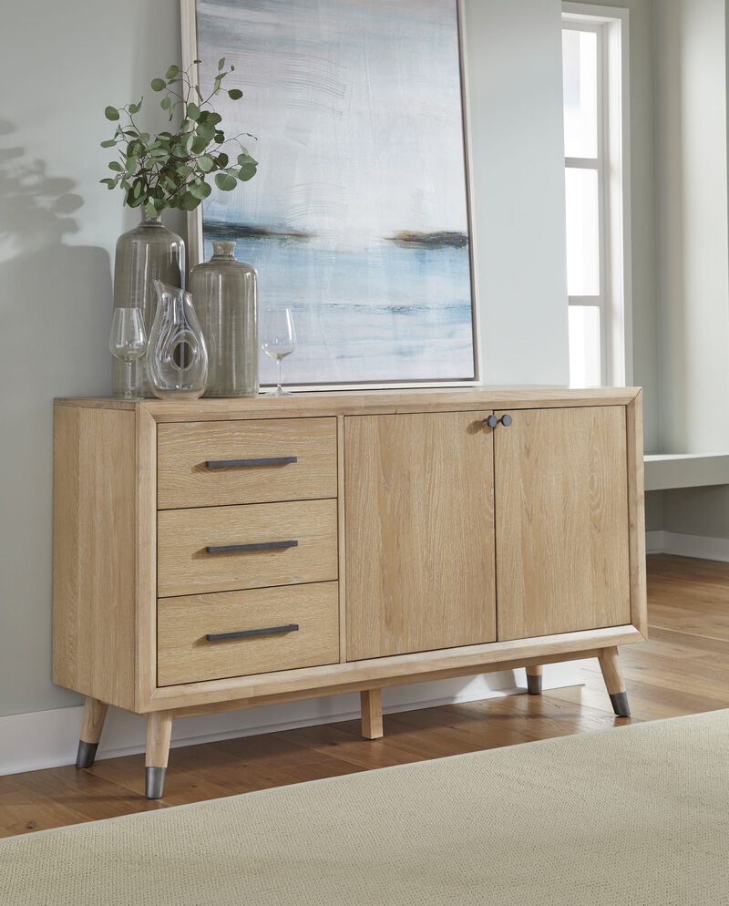 Franklin Three Drawer Two Door White Oak Sideboard in Au Natural