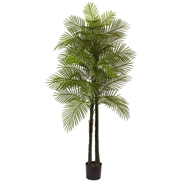Nearly Natural 7-ft Double Robellini Palm Tree UV Resistant (Indoor/Outdoor)