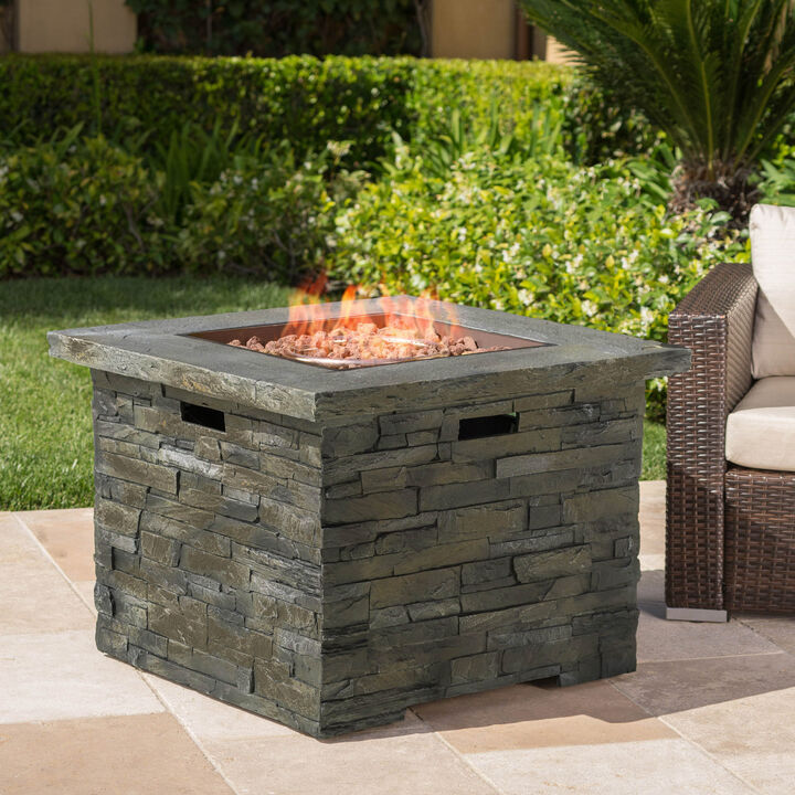 Christopher Knight Home Blaeberry Outdoor 40,000 BTU Lightweight Concrete Square Fire Pit Table