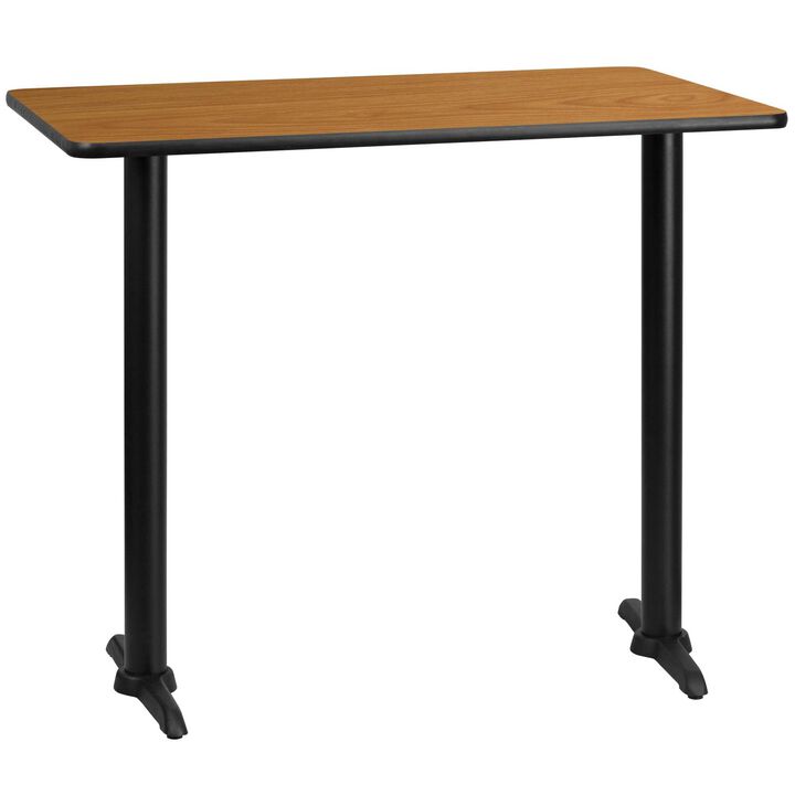 Flash Furniture 30'' x 48'' Rectangular Natural Laminate Table Top with 5'' x 22'' Bar Height Table Bases