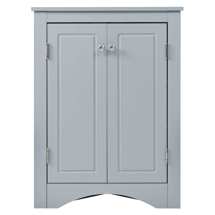 Blue Triangle Bathroom Storage Cabinet with Adjustable Shelves, Freestanding Floor Cabinet for Home Kitchen
