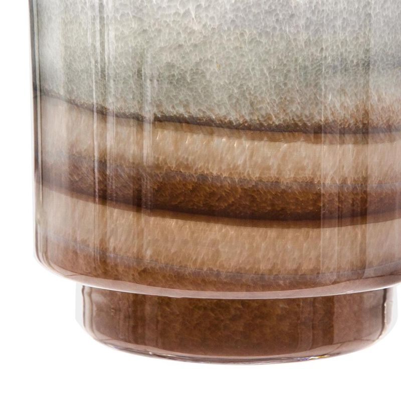 HomeRoots 9" Gray And Brown Ombre Glass Round Table Vase image number 5