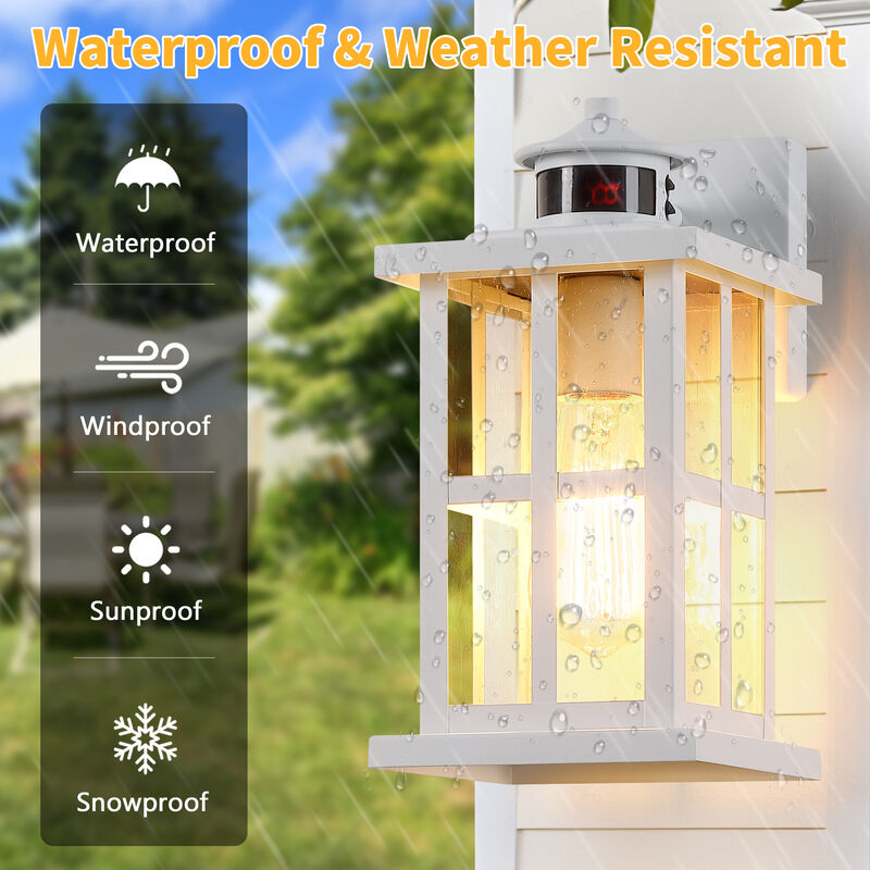 12 in.  Motion Sensor Outdoor Wall Lantern with Dusk-to-Dawn and Raindrop Glass image number 5