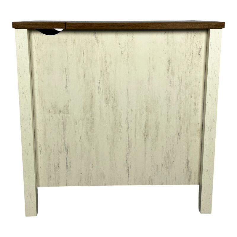 Streamdale Farmhouse End Table with Barn Door & Drawer, Charging Station